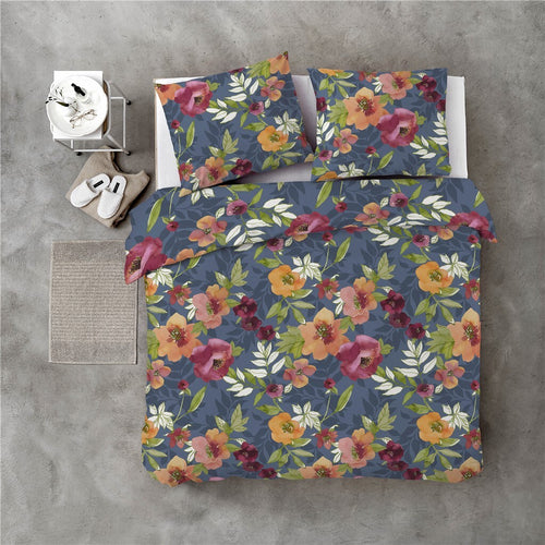 Byrklund - Dekbedovertrek Flowering Peonies - 140x220 cm - Blauw - vtwonen shop