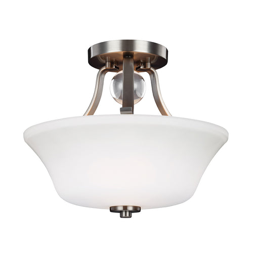 Elstead Evington - 2-lichts semi-inbouw plafondlamp satijn nikkel, E27