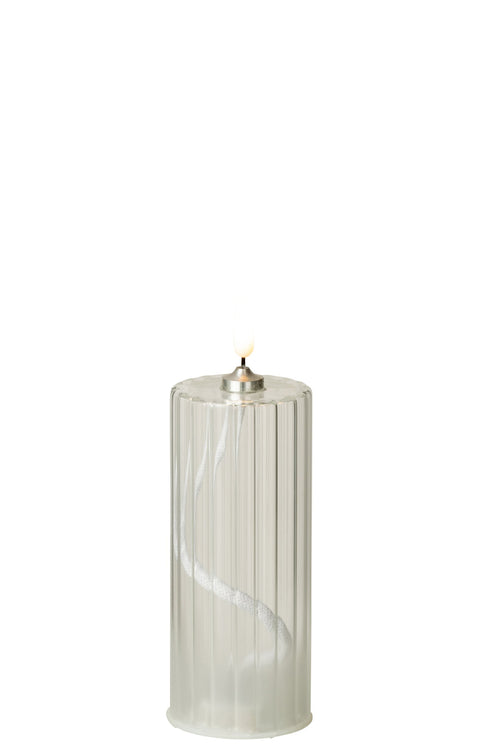 J-Line kaars Strepen - glas - transparant - medium - LED