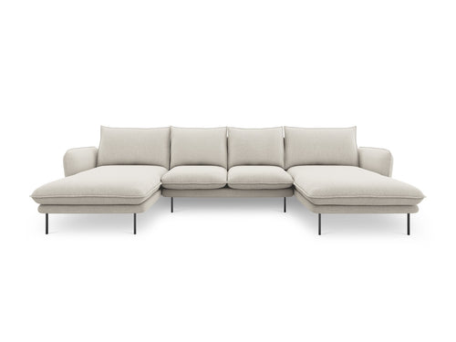 Cosmopolitan Design Panoramische bank Vienna 6-zits, structurele stof, lichtbeige - 170x350x95cm