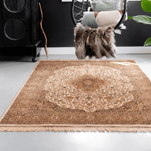 Tier Vintage Perzisch vloerkleed Napura Bruin/Camel met franjes