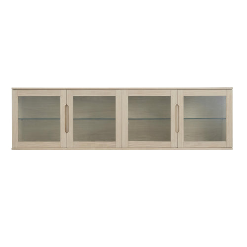 Furnhouse 4-deurs wandkast Kerteminde - Witte olie - MDF, Eikenfineer, Glas - 37x213x60