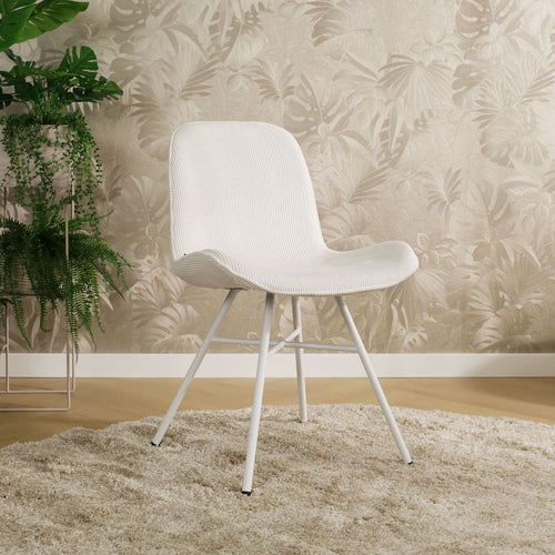 Nolon Noa-Fé Eetkamerstoelen Set van 2 - Rib Crème - Witte Poten - vtwonen shop