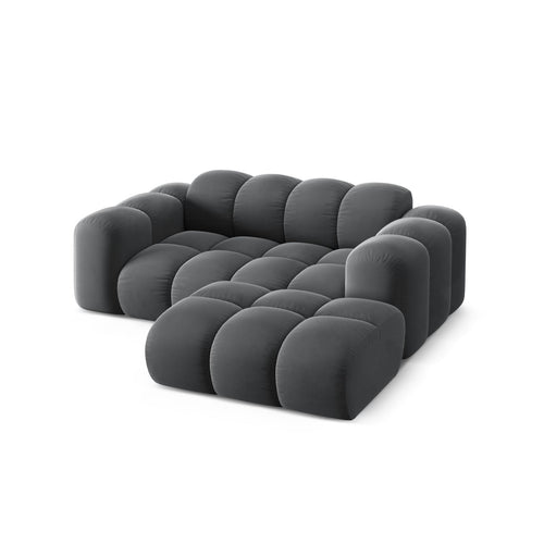 Cosmopolitan Design - Rechter hoekbank Treno 2-zits, flueel grijs - 164x180x70cm