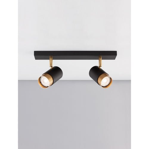 Merano Knoxville 2-lichts dubbele plafondspot Sandy zwart, goud aluminium LED GU10 2x10W