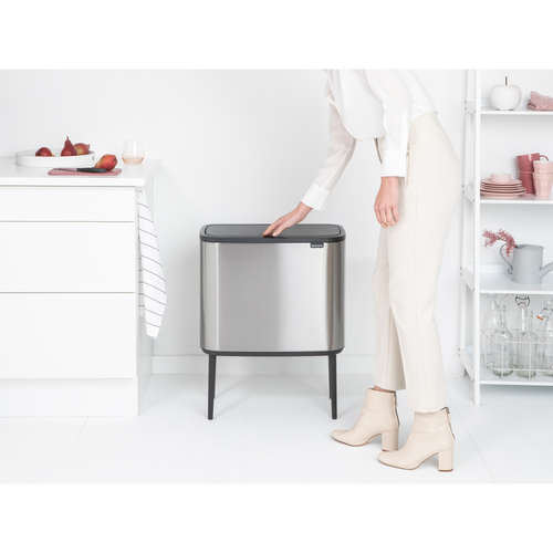 Brabantia Bo Touch Bin, met 3 binnenemmers, 3 x 11 liter - Matt Steel Fingerprint Proof