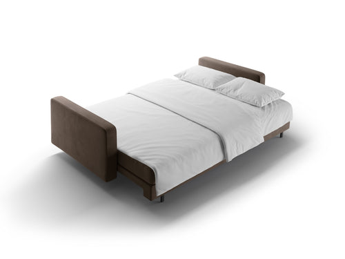 Cosmopolitan Design Slaapbank met opbergdoos Bali 3-zits, flueel chocolade - 84x222x105cm