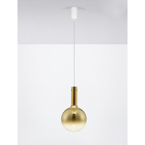 Nova Luce NOSTOS Hanglamp met bolvormige kap, goudkleurig, mat wit, Triac dimbare LED 6W 330lm 3000K