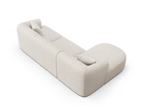 Cosmopolitan Design Modulaire hoekbank links Campi 4-zits, structurele stof lichtbeige - 156x256x70cm