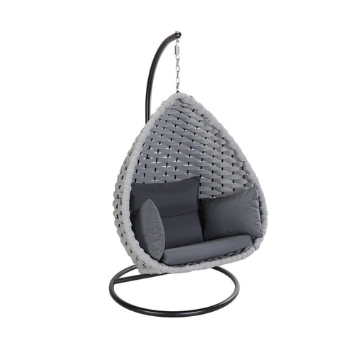 HOME DELUXE Hangstoel van touwwerk CADEIRA lichtgrijs - 1-zits