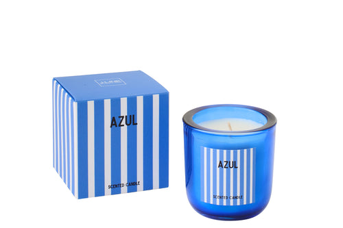 J-Line geurkaars Azul - Salt & Waves - glas - blauw - small
