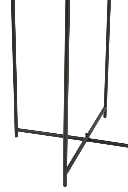 J-Line bijzettafel Rond - ijzer/hout - bruin/zwart - 2 stuks