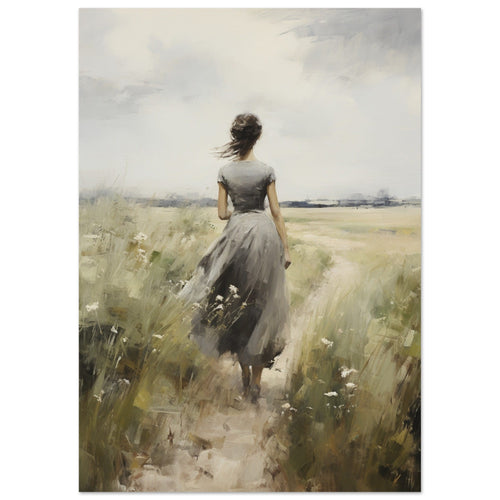 Artfulprints  Woman in flowerfield   poster A4 21x29.7 cm - vtwonen shop