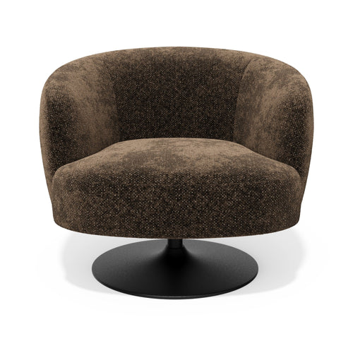 Sia Home - Draaibare fauteuil OSKA - getextureerd fluweel espresso-bruin 77cm