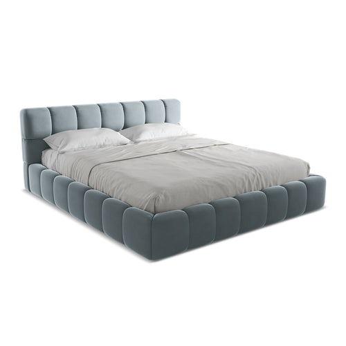 LaMiaSofa Bed met opbergruimte Roma - velours - lichtblauw - 200x228x82