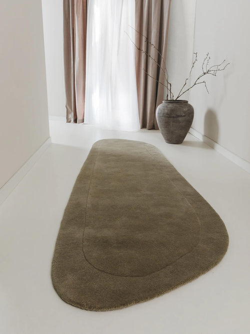 benuta wollen loper Shape - groen - 80x250 cm