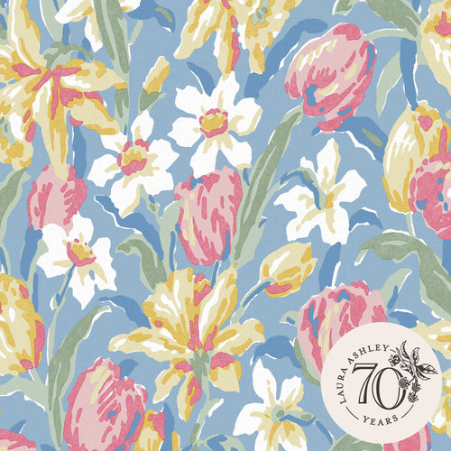 Laura Ashley vliesbehang Tulips China Blue - blauw - vtwonen shop