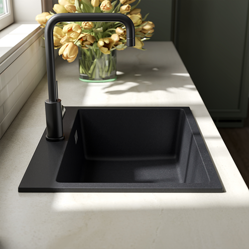 LOMAZOO spoelbak Thiago - opbouw - graniet - zwart - 55 x 45 cm