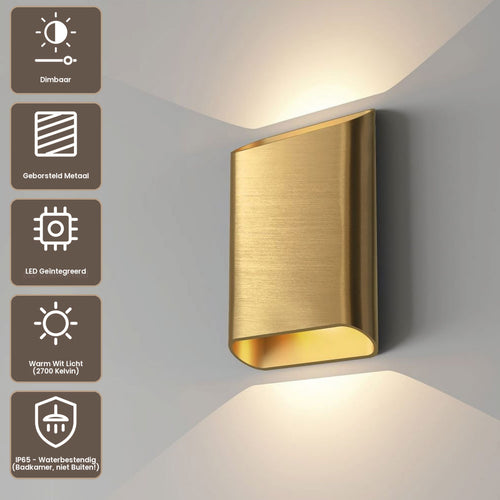 Artdelight Wandlamp Diaz L - Warm Goud