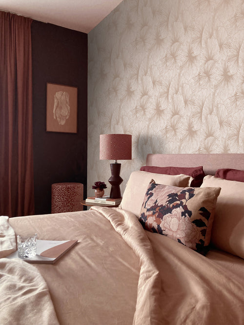 Origin Wallcoverings behang 3D-motief bladeren oudroze - 53 cm x 10.05 m - 348009
