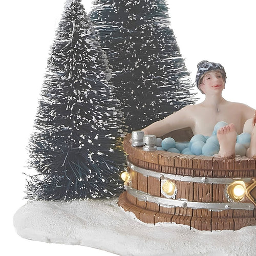 Luville Kerstdorp Miniatuur Bubbelbad in het Bos - Kerstversiering Decoratie Binnen - Kerst Decoratie met Verlichting voor Kerstdorp - L13 x B10 x H11