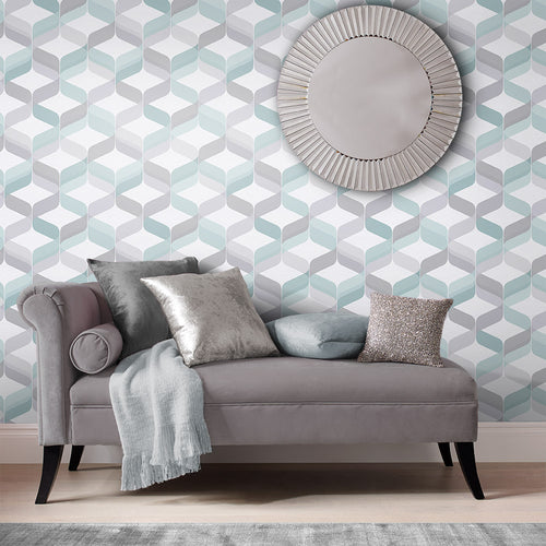 Graham & Brown Vliesbehang - Retro Aqua