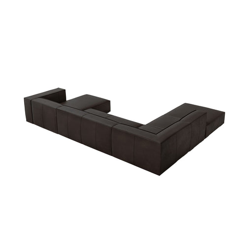 Cosmopolitan Design - Panoramische hoekbank links Turin 6-zits, echt leer grafiet - 270x365x68cm