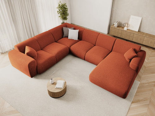 Cosmopolitan Design Panoramische hoekbank links Nolio 6-zits, chenille terracotta - 252x342x72cm