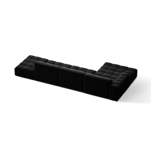 Cosmopolitan Design - Linker hoekbank Chicago 5-zits, flueel zwart - 167x348x78cm