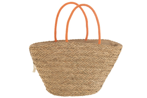 J-Line strandtas Gehaakt + Kwasten - zeegras/katoen - mix - vtwonen shop