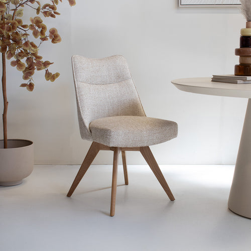 DÉJA Living Eetkamerstoel Meau - Beige/Naturel - Draaibaar - Set van 2 - vtwonen shop