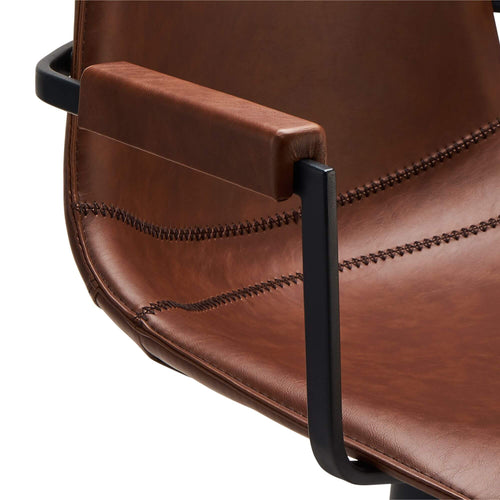 Furnhouse eetkamerstoelen armleuning Isabel - Cognacbruin - Kunstleer - Set van 6