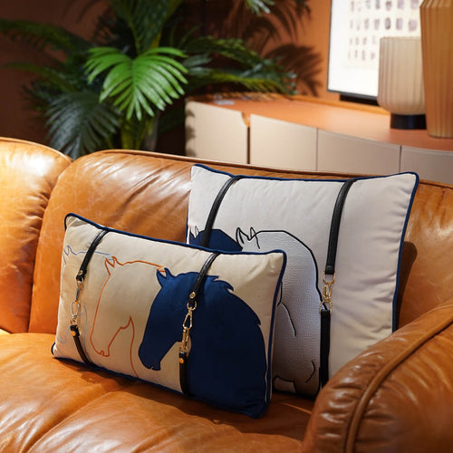Kare Design Kussen du paarden blauw