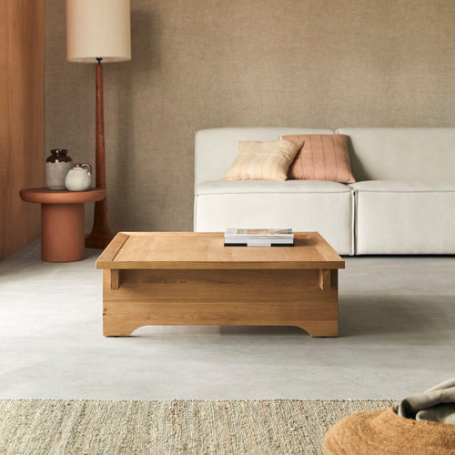 Tikamoon Massief eiken vierkante salontafel - Naturel