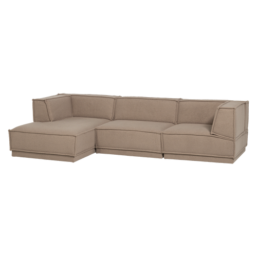 WOOOD chaise longue bank links Manu - Teddy - Taupe - 73x286x160