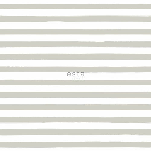ESTAhome behang geschilderde strepen donker beige en wit - 53 cm x 10.05 m - 138968