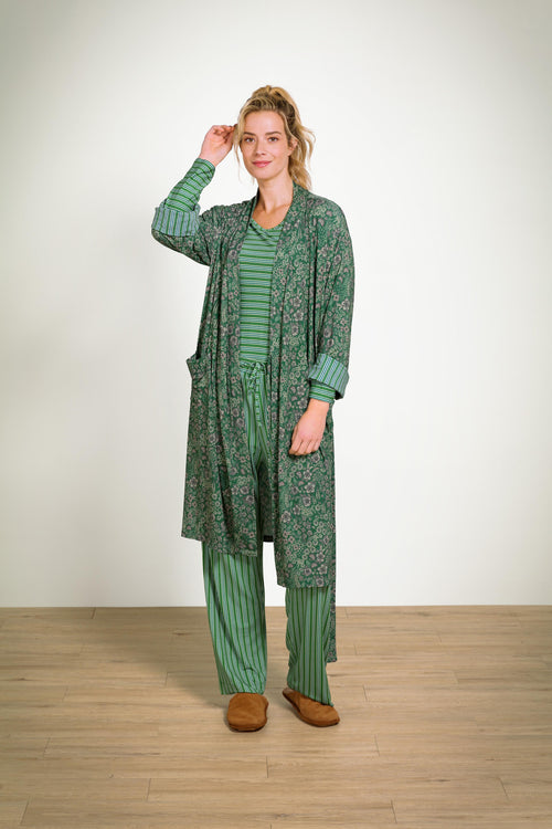 Pip Studio - Trice Pyjama t-shirt - Lange mouw Dames - Stripe - Groen - M