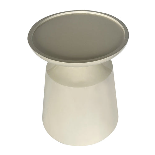 DÉJA Living Bijzettafel Fjell - Rond Crème Glossy MDF - 40x40x50cm - vtwonen shop