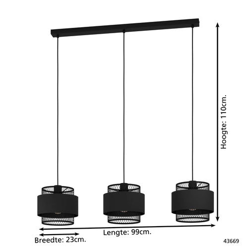 EGLO hanglamp Bazely - e27 - 99 cm - zwart - vtwonen shop