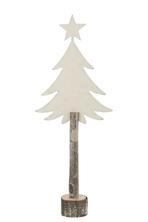 J-Line decoratie Kerstboom + Ster - ijzer/hout - wit - large - vtwonen shop