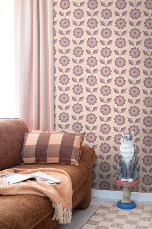 ESTAhome behang bloemen paars - 50 x 900 cm - 130980 - vtwonen shop