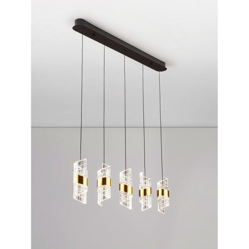 Nova Luce SENECA Hanglamp voor aan het plafond, platina goud, zandzwart, LED, 41W, 2888lm, 3000K