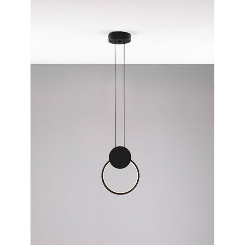 Nova Luce WIRO Ronde, geïntegreerde LED-hanglamp voor aan het plafond, zandkleurig zwart, 11W, 770lm, 3000K