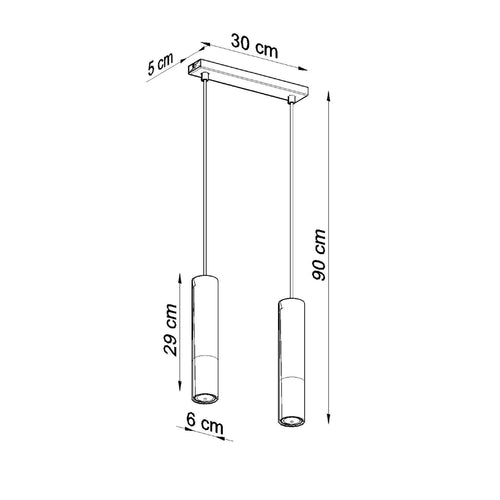 Sollux Lighting Hanglamp LOOPEZ 2 zwart/goud - 30x6x90cm
