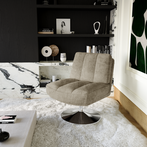 Sia Home - Fauteuil TIMELESS - Fluweel met structuur - Mol - 60.5cm