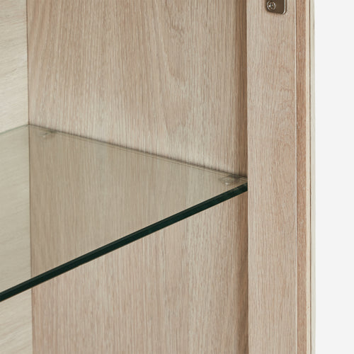 Furnhouse 3-deurs wandkast Porto - Witte olie - MDF, Eikenfineer, Glas - 34x160x60