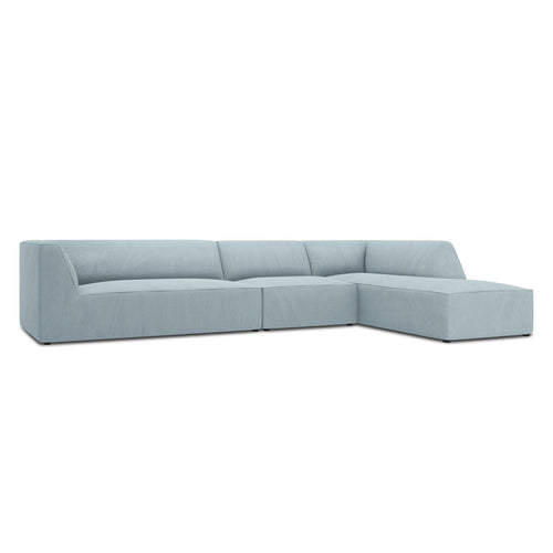 Cosmopolitan Design - Modulaire hoekbank rechts Siena 5-zits, ribfluwelen lichtblauw - 180x366x69cm
