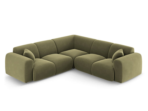 Cosmopolitan Design Hoekbank Nolio 5-zits, flueel lichtgroen - 252x252x72cm