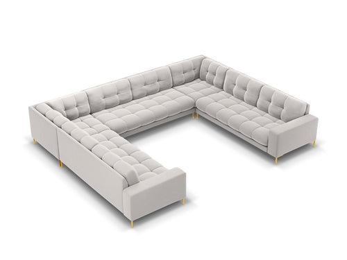 Cosmopolitan Design Panoramische bank Bali 9-zits, flueel, geld - 256x327x75cm