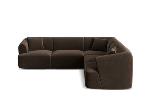 Cosmopolitan Design Symmetrische modulaire hoekbank Campi 6-zits, flueel chocolade - 255x255x70cm